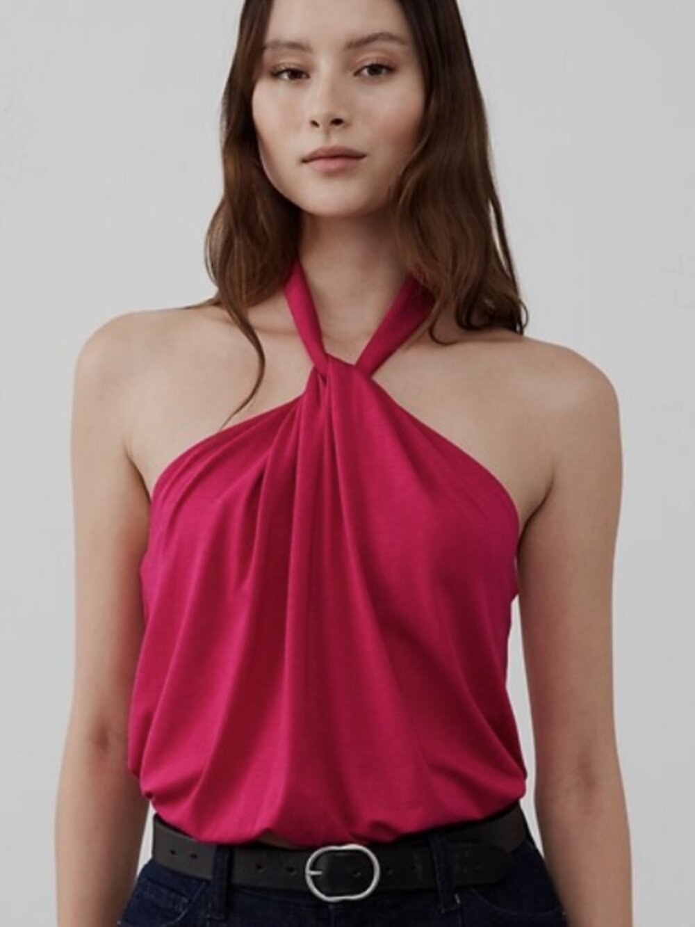 💖🔥Banana Republic Factory Twist-Neck Cropped Halter Top–Neon Dragon Fruit 🔥💖